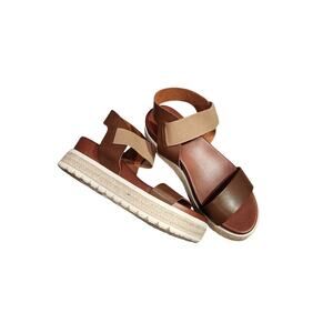 NWOB (Display Pair) Mia‎ Candace Platform Espadrilles Sandal Sz 8 Tan And Brown